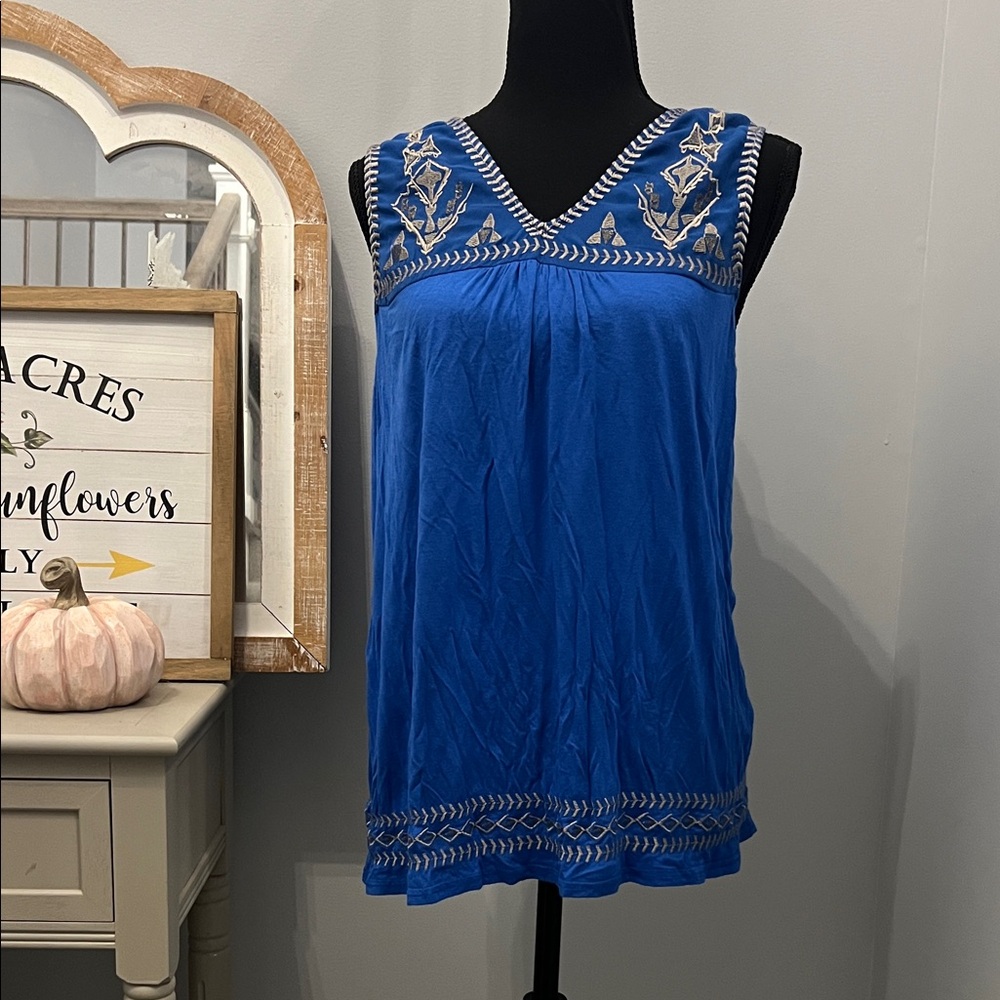 Simply Irresistible Royal Blue Embroidered Blouse Stitch Fix